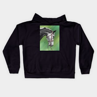 Bridled Dark Gray Horse Kids Hoodie